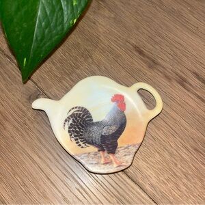 Vintage Cream Rooster Teabag Holder